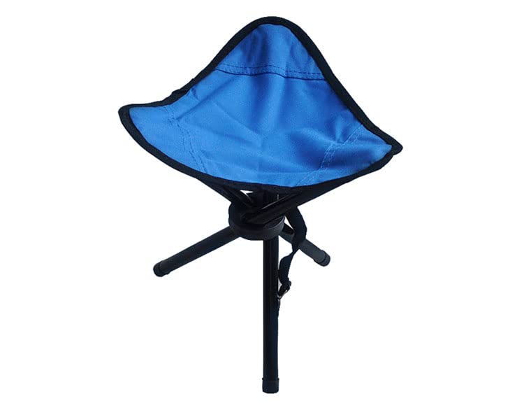 Kuber Industries Portable Portable Stool for Travelling|Foldable Outdoor Sitting Chair|Tripod 3 Leg Chair for Camping, Picnic, Hiking|Blue|