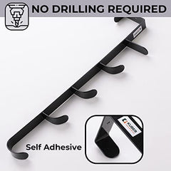 Kuber Industries 5-Level Cloth Hanger|Multipurpose Cloth & Towel Holder|Iron Spray Material|Easy Installation|Interchangeable Over The Door Towel Holder|ZT-3115|Pack of 3|Black