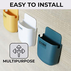 Kuber Industries Remote & Phone Holder|Wall Mounted Mobile Holder|Premium PP Build|Easy Installation|Multipurpose Wall Stand For Phone|Pack of 3|Multicolor