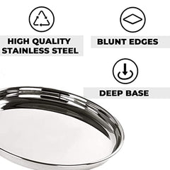 Kuber Industries Stainless Steel Dinner Plates and Tope/Patila/Cookware with Lids | Gas Stove and Induction Friendly | 5 Pcs Tope Set (800ml, 1L, 1.4L, 1.9L, and 2.4L) and Dinner Plates Set of 6 (diameter-29cm) | Induction Friendly | Rust Proof, Easy to