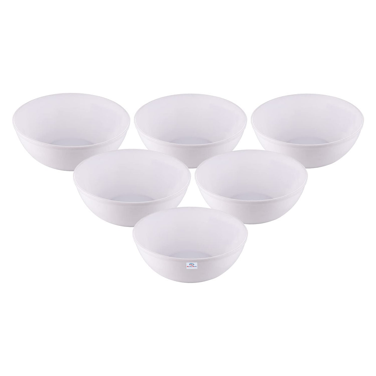 Heart Home Bowls|Plastic Dishwasher Safe Bowl|Multipurpose Serving Bowls|Bowls for Kitchen|Microwave Safe Bowls for Salad|Soup|Pasta|2000 ML|Pack of 6 (White)