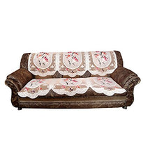 Kuber Industries 6 Piece Cotton Sofa Cover Set - Cream