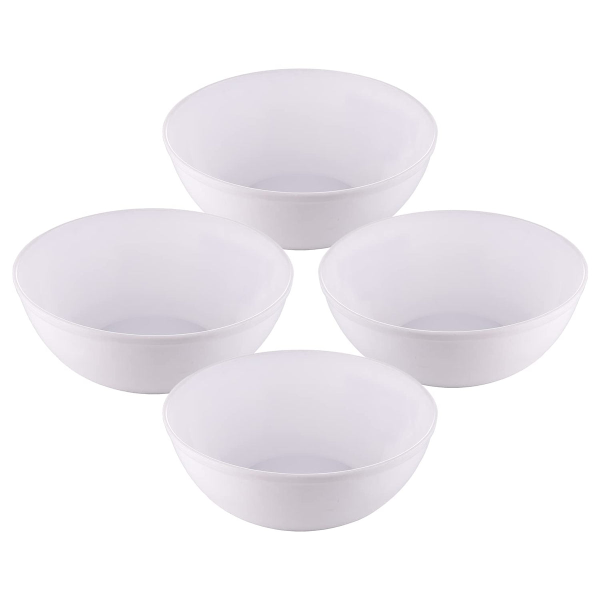 Kuber Industries Bowls|Plastic Dishwasher Safe Bowl|Serving Bowls|Bowls for Kitchen|Microwave Safe Bowls for Salad|Soup|Pasta|2000 ML|Pack of 4 (White)