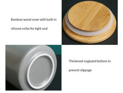 Kuber Industries Ceramic Jar with Bamboo Lid 1000ml | White-Gold | Kitchen Storage Container for Tea, Coffee, Snacks, Sugar, Salt, Pulses, Grains, Dry Fruit, Spices | Kitchen Organizer Gift Set