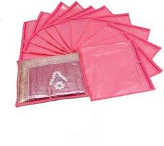 Kuber Industries 36 Piece Non Woven Saree Cover Set, Pink