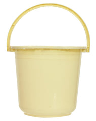 Kuber Industries Square Multipurposes Plastic Bucket For Bathing|Home Cleaning & Storage Purpose|Size 31 x 31 x 31 CM|Capicity 16Ltr. (Cream)-47KM01189