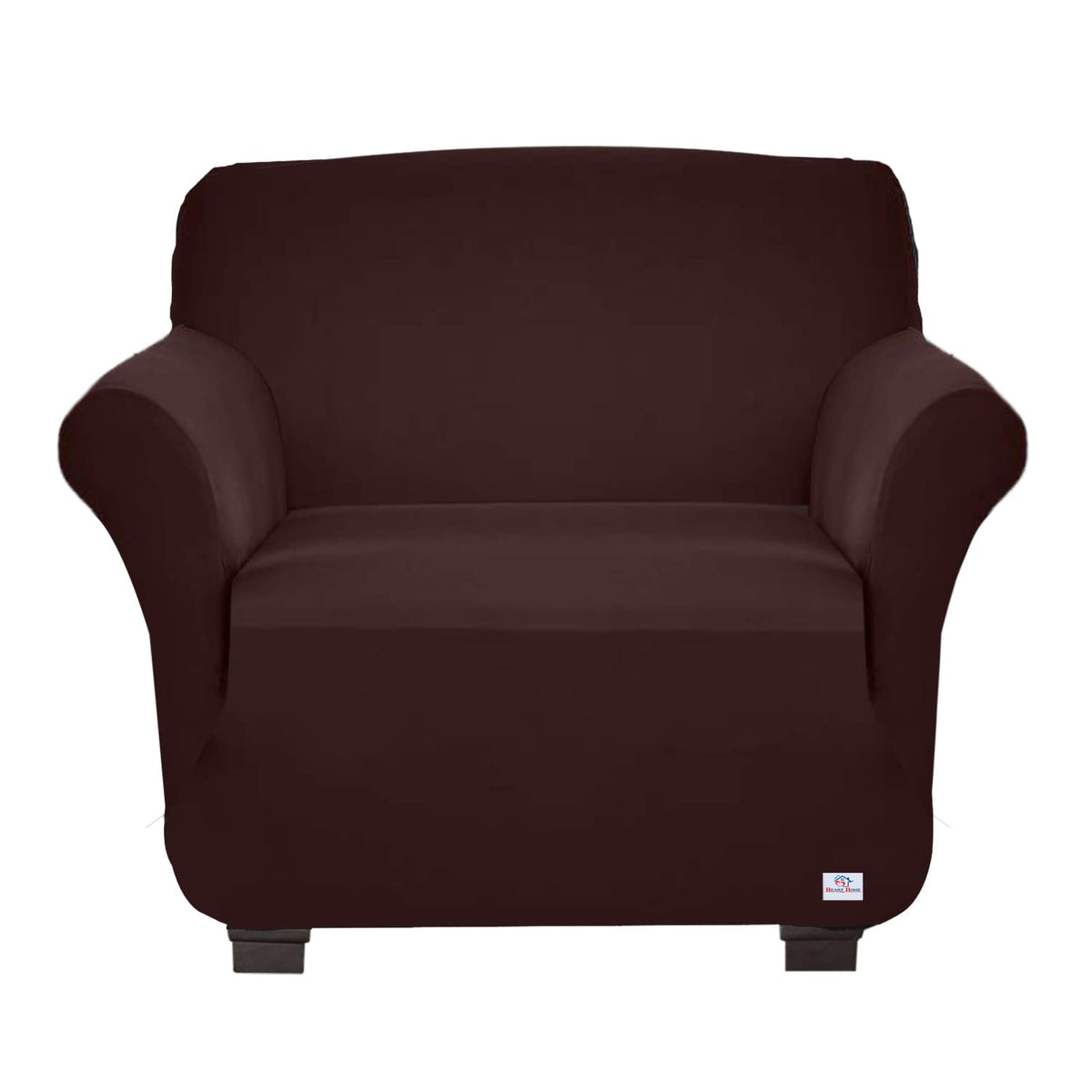 Heart Home Polyster Stretchable Single Seater Sofa Cover for Home, Office, Hotels with Foam Stick (Brown)-50HH01406