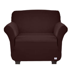 Heart Home Polyster Stretchable Single Seater Sofa Cover for Home, Office, Hotels with Foam Stick (Brown)-50HH01406