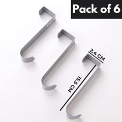 Kuber Industries Cloth Hanger|Wall Mounted Towel Hanger|Multipurpose Cloth & Towel Holder|Iron Spray Material|Easy Installation|Interchangeable Over The Door Hook | Pack of 6 |Silver
