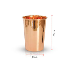 Kuber Industries Copper Drinking Serving Water Glasses Serveware Glass Tumbler (8 Pcs,Height-9 cm, Dia- 6 cm, 300 ml Each)