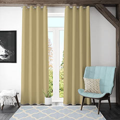 Kuber Industries 100% Room Darkening Black Out Curtain I 7 Feet Door Curtain I Insulated Heavy Polyester Solid Curtain|Drapes with 8 Eyelet for Home & Office (Gold)