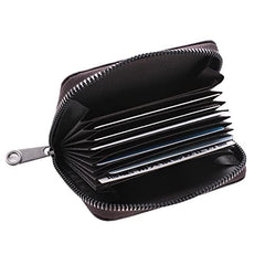 Kuber Industries Wallet for Women/Men | Card Holder for Men & Women | Leather Wallet for ID, Visiting Card, Business Card, ATM Card Holder | Slim Wallet | Zipper Closure, Coffee