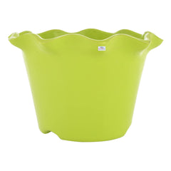 Heart Home Blossom Flower Pot|Durable Plastic Flower Pot|Gamla with Drain Holes for Home Décor|Balcony|Garden|8 Inch|Pack of 5 (Green)