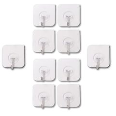 Kuber Industries Hooks for Wall | ABS | Durable & Rust-Proof for Bathroom, Kitchen | Wall Hooks for Doors & Closets| Pack of 10 |Transparent