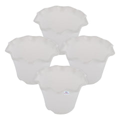 Heart Home Blossom Flower Pot|Durable Plastic Flower Pots|Planters for Home Décor|Garden|Living Room|Balcony|Pack of 4 (White)