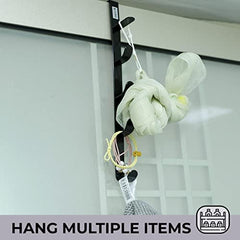 Kuber Industries 5-Level Cloth Hanger|Multipurpose Cloth & Towel Holder|Iron Spray Material|Easy Installation|Interchangeable Over The Door Towel Holder|ZT-3115|Pack of 1|Black