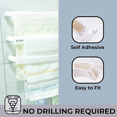 Kuber Industries Towel Hanger for Bathroom|Wall Mounted Cloth Hanger|Multipurpose Cloth & Napkin Holder|Premium PP Material|Self-Adhesive DIY Installation|Bathroom & Kitchen Organizer|Pack of 3|White