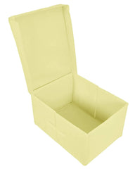 Heart Home Non-Woven Mickey & Friend Print Flodable Storage Box/Wardrobe Organizer With Lid For Home Decor (Cream) 54HH4230.