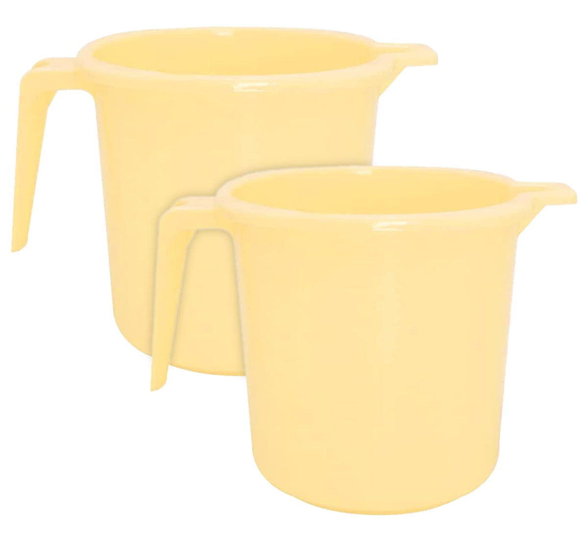 Kuber Industries Square Large Plastic Bathroom Mug, 2 Litre- Pack of 2 (Cream)-50KM0843
