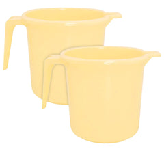 Kuber Industries Square Large Plastic Bathroom Mug, 2 Litre- Pack of 2 (Cream)-50KM0843
