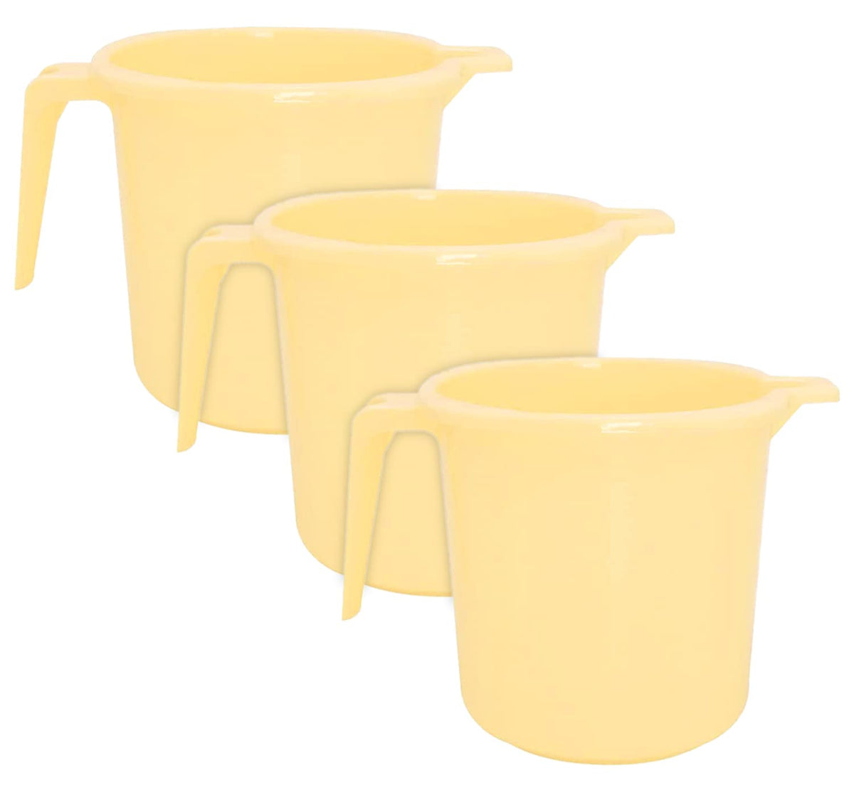 Heart Home Square Large Plastic Bathroom Mug, 2 Litre- Pack of 3 (Cream)-50HH0845