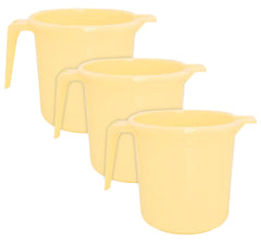 Heart Home Square Large Plastic Bathroom Mug, 2 Litre- Pack of 3 (Cream)-50HH0845