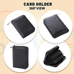 Homestic Card Holder Wallet for Men Women|Debit Credit Card Holder|Wallet for Id, Visiting Card, Buisness Card|RFID Protected|Zipper Closure|Black