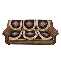 Kuber Industries 6 Piece Cotton 5 Seater Sofa Cover Set - Brown