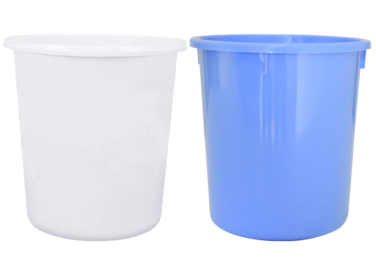 Heart Home Plastic Open Dustbin, Trash Bin, Garbage Bin, Waste Bin, 5Ltr.- Pack of 2 (White & Blue)-47HH01082