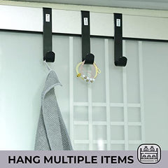 Kuber Industries Cloth Hanger|Wall Mounted Towel Hanger|Multipurpose Cloth & Towel Holder|Iron Spray Material|Easy Installation|Interchangeable Over The Door Hook| Pack of 6 |Black