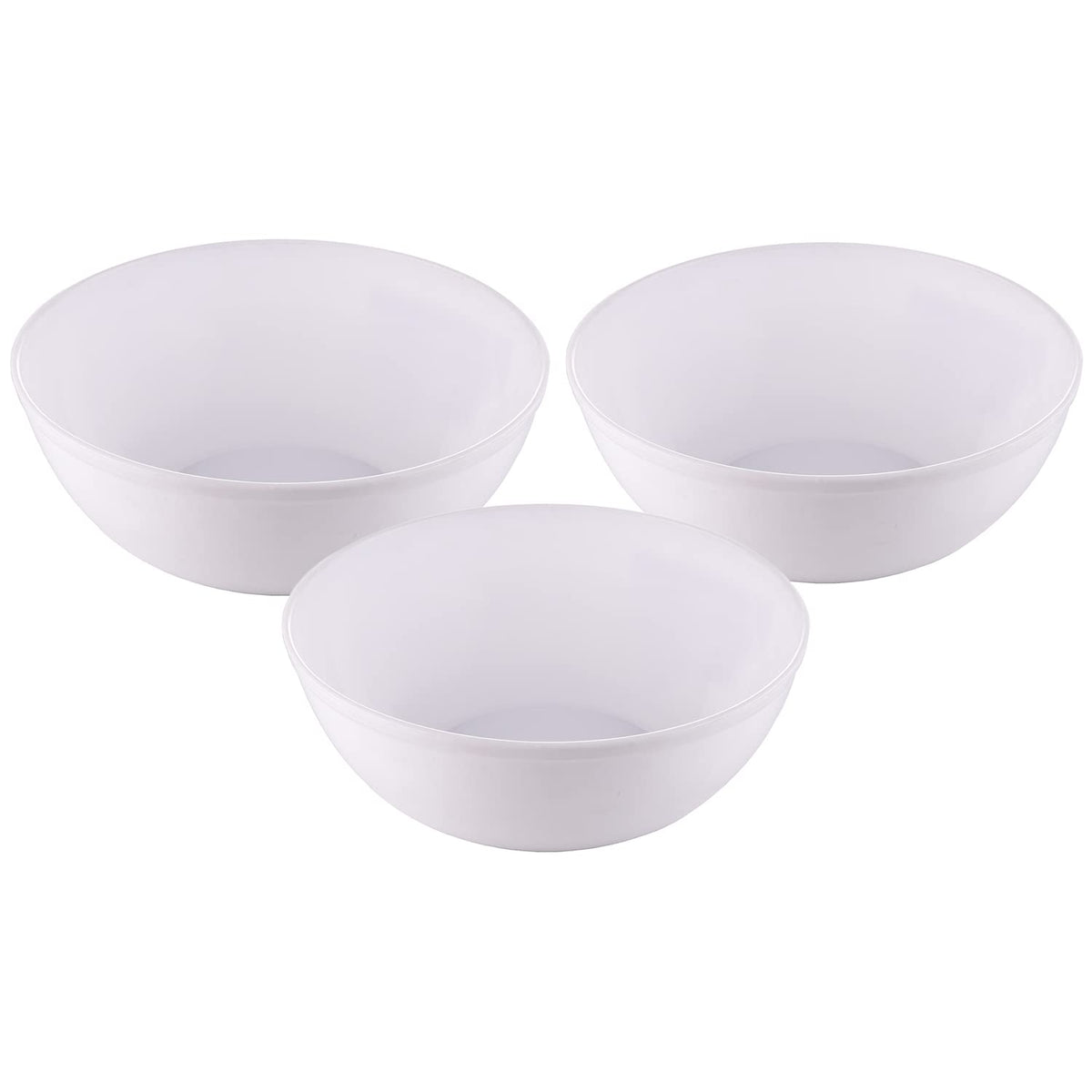 Kuber Industries Bowls|Plastic Dishwasher Safe Bowl|Serving Bowls|Bowls for Kitchen|Microwave Safe Bowls for Salad|Soup|Pasta|1500 ML|Pack of 3 (White)