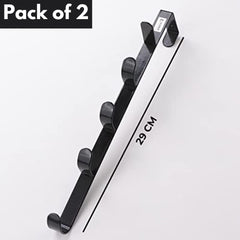 Kuber Industries 5-Level Cloth Hanger| Pack of 2 | Multipurpose Cloth & Towel Holder| Iron Spray Material | Easy Installation|Interchangeable Over The Door Towel Holder | Black