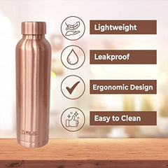 Kuber Copper Water Bottle & Water Dispenser Combo Set|with Added Health Benefits of Copper|Ergonomic Design & Easy to Clean|Pack of 2|5 Liters & 950 ML|Copper