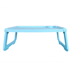 Kuber Industries Laptop Table with Cup Holder|Foldable Study Table|Mac Holder|Portable Plastic Breakfast Table|Desk for Bed & Non-Slip Legs (Mint Green)