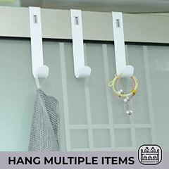 Kuber Industries Cloth Hanger|Wall Mounted Towel Hanger|Multipurpose Cloth & Towel Holder|Iron Spray Material|Easy Installation|Interchangeable Over The Door Hook | Pack of 6 |White