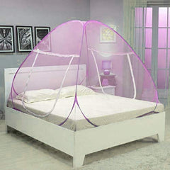 Kuber Industries Foldable Nylon Double Bed Mosquito Net for Protect Mosquitoes, Flies and Other Insects, 6.5 x 6.5 Ft. (Pink)-46KM0460, Standard