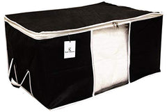 Kuber Industries 3 Piece Non Woven Underbed Storage Bag,Storage Organiser,Blanket Cover with Transparent Window,Extra Large, Black CTKTC34443