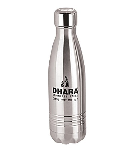 Kuber Industries Dhara Stainless Steel Water Bottle (500 Ml, Silver)