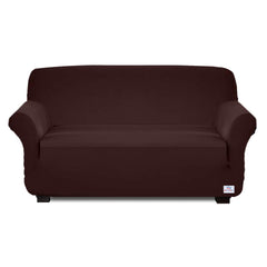 Heart Home Stretchable, Non-Slip Polyster 3 Seater Sofa Cover/Slipcover/Protector with Foam Stick (Brown)-50HH01423