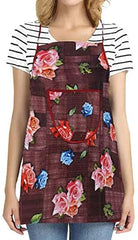 Kuber Industries Apron|PVC Unique Rose Printed Kitchen Chef Cloth|Waterproof Centre Pocket Apron With Tying Cord for Men & Women (Maroon)