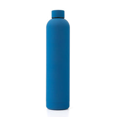 Kuber Industries Water Bottle|Vacuum Insulated Travel Bottle|Hot & Cold Water Bottle|Smooth Rubber Finish Water Bottle|1 LTR|PC-23823A|Blue