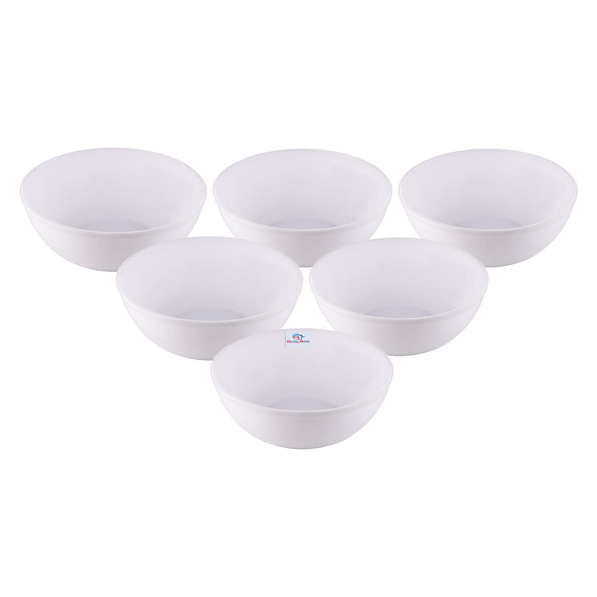 Heart Home Bowls|Plastic Dishwasher Safe Bowl|Multipurpose Serving Bowls|Bowls for Kitchen|Microwave Safe Bowls for Salad|Soup|Pasta|1500 ML|Pack of 6 (White)