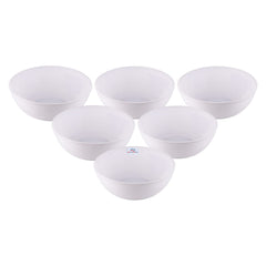 Heart Home Bowls|Plastic Dishwasher Safe Bowl|Multipurpose Serving Bowls|Bowls for Kitchen|Microwave Safe Bowls for Salad|Soup|Pasta|1500 ML|Pack of 6 (White)