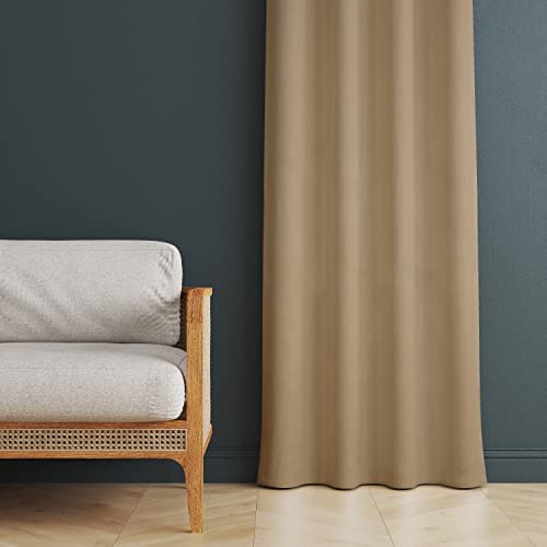 Kuber Industries 100% Room Darkening Black Out Curtain I 7 Feet Door Curtain I Insulated Heavy Polyester Solid Curtain|Drapes with 8 Eyelet for Home & Office (Light Chocolate)