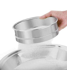 Kuber Industries 2 Pieces Stainless Steel Flour Chalni,Spices,Food Strainers, Atta Chalni,Sieve Set (Silver) -CTKTC038144