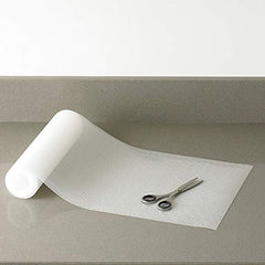 Kuber Industries Lining Pattern PVC Kitchen Shelf Liner Mat 5 Meter Roll - White
