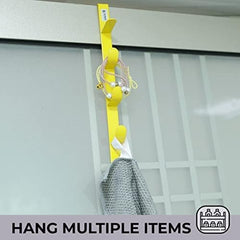 Kuber Industries 5-Level Cloth Hanger|Multipurpose Cloth & Towel Holder|Iron Spray Material|Easy Installation|Interchangeable Over The Door Towel Holder|ZT-3115(Y) Pack of 8|Yellow