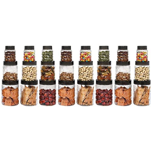 Kuber Industries Set of 24 Plastic Container Set | 1000ml, 500ml, 200ml I PET, Food Grade Plastic, 100% BPA Free | Airtight Container Set for Kitchen Storage |Small to Large, Transparent