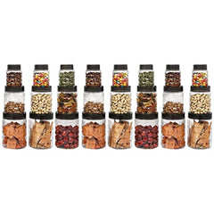 Kuber Industries Set of 24 Plastic Container Set | 1000ml, 500ml, 200ml I PET, Food Grade Plastic, 100% BPA Free | Airtight Container Set for Kitchen Storage |Small to Large, Transparent
