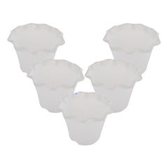 Heart Home Blossom Flower Pot|Durable Plastic Flower Pot|Gamla with Drain Holes for Home Décor|Balcony|Garden|8 Inch|Pack of 5 (White)